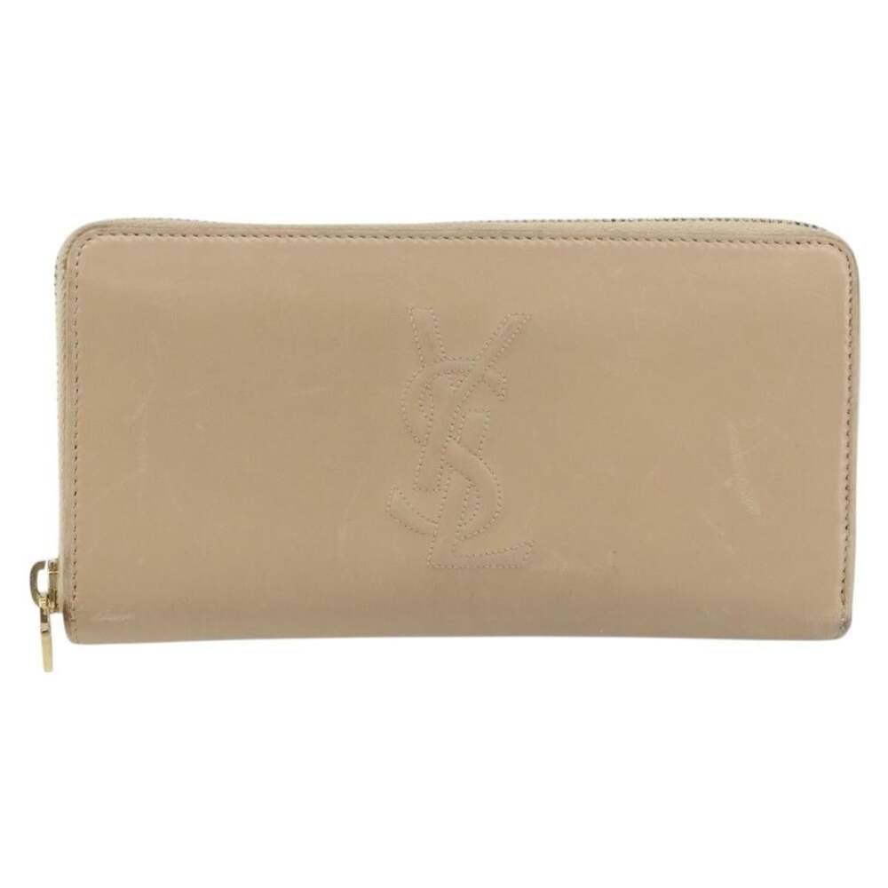 Saint Laurent Leather Long Wallet Beige